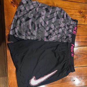 Nike Black Shorts with Pink Pattern